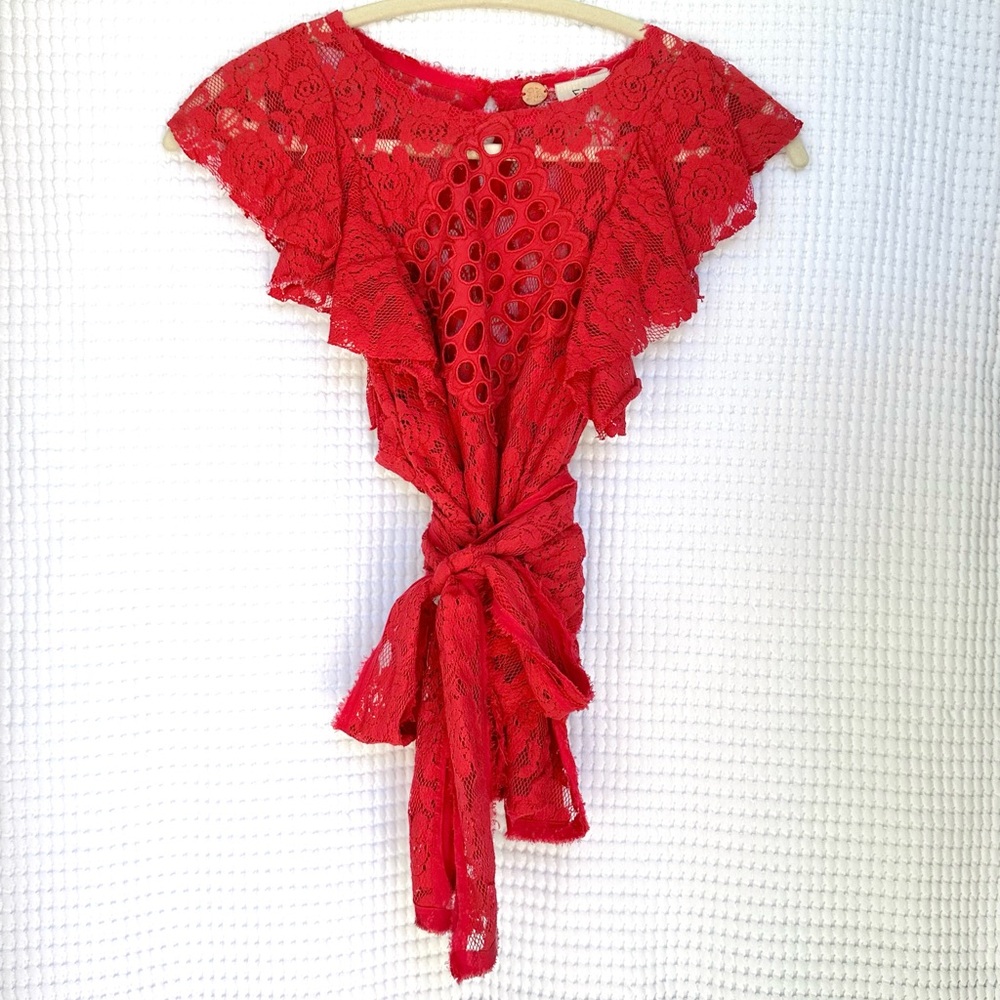 Free People FP One red lace wrap top. Size XS. New without tags.